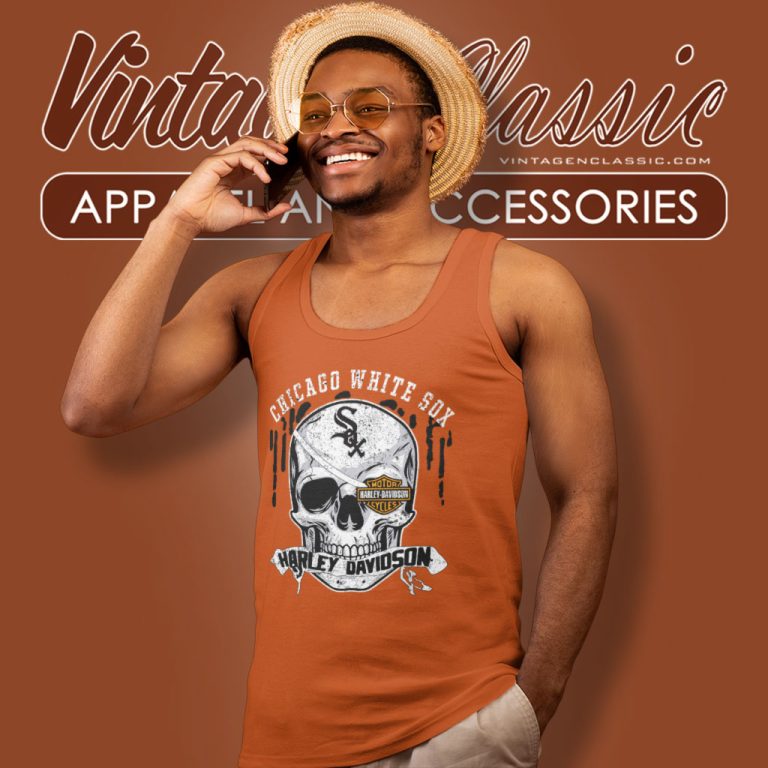 Chicago White Sox Harley Davidson Skull Tank Top Racerback Chicago White Sox Harley Davidson Skull Tank Top Racerback