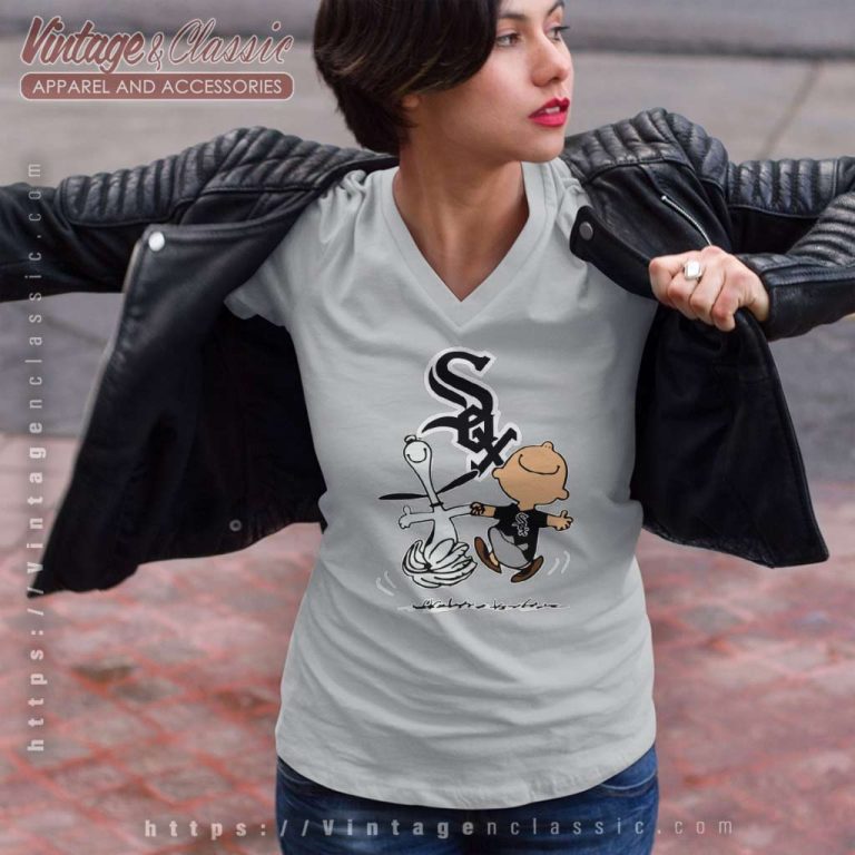 Chicago White Sox Mlb Snoopy And Charlie Brown V Neck TShirt Chicago White Sox Mlb Snoopy And Charlie Brown V Neck TShirt
