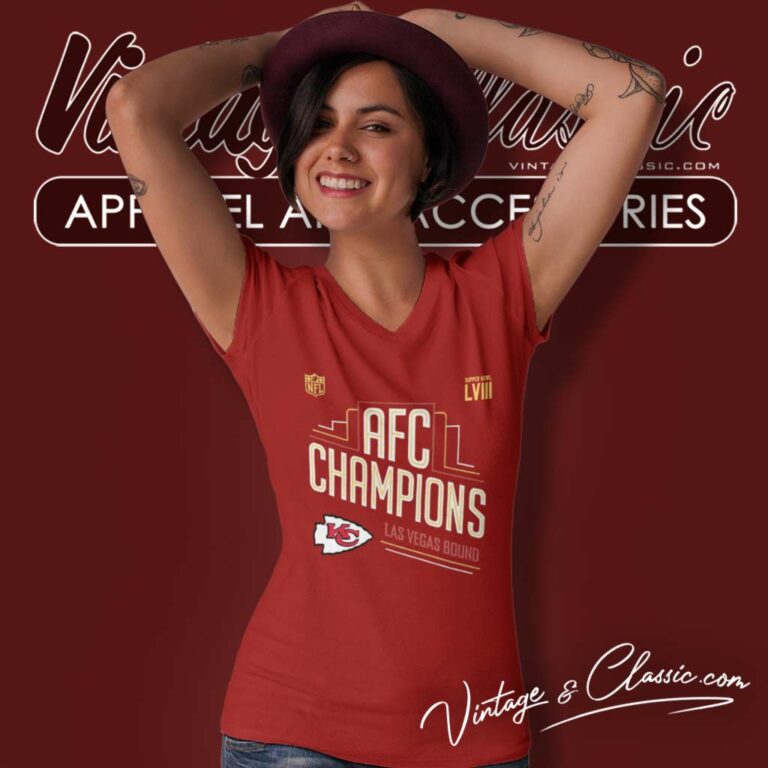 Chiefs Afc Champions Las Vegas Bound Shirt Super Bowl Lviii V Neck TShirt Chiefs Afc Champions Las Vegas Bound Shirt Super Bowl Lviii V Neck TShirt