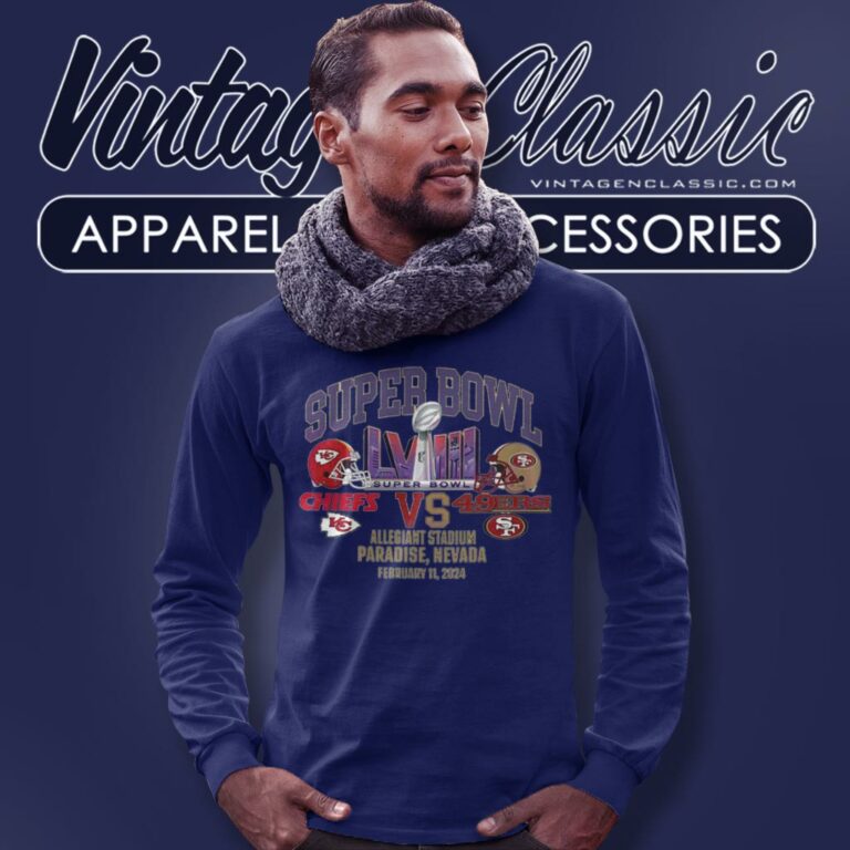 Chiefs Vs 49ers Super Bowl Lviii Allegiant Stadium 2024 Long Sleeve Tee Chiefs Vs 49ers Super Bowl Lviii Allegiant Stadium 2024 Long Sleeve Tee