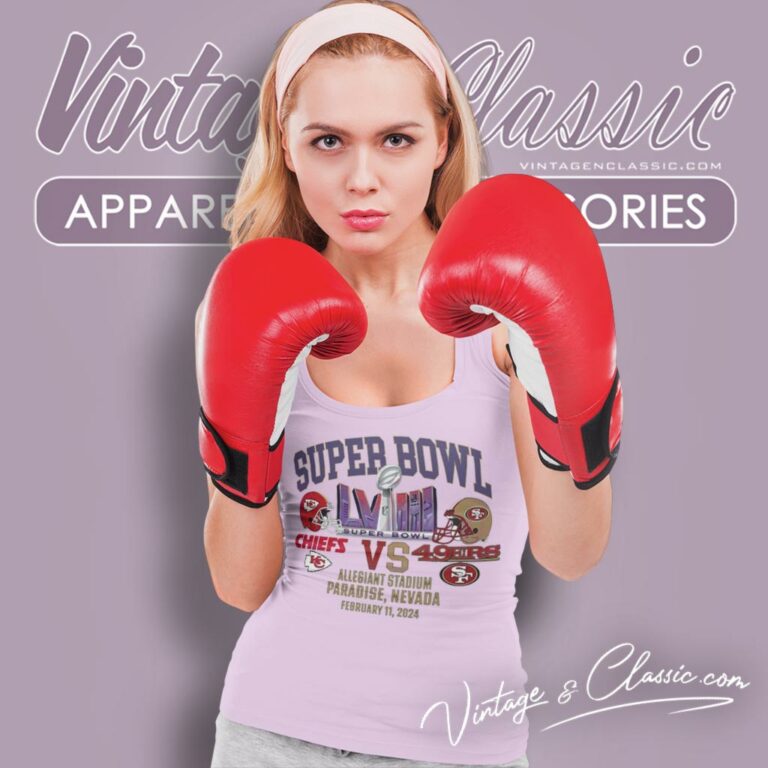 Chiefs Vs 49ers Super Bowl Lviii Allegiant Stadium 2024 Tank Top Racerback Chiefs Vs 49ers Super Bowl Lviii Allegiant Stadium 2024 Tank Top Racerback