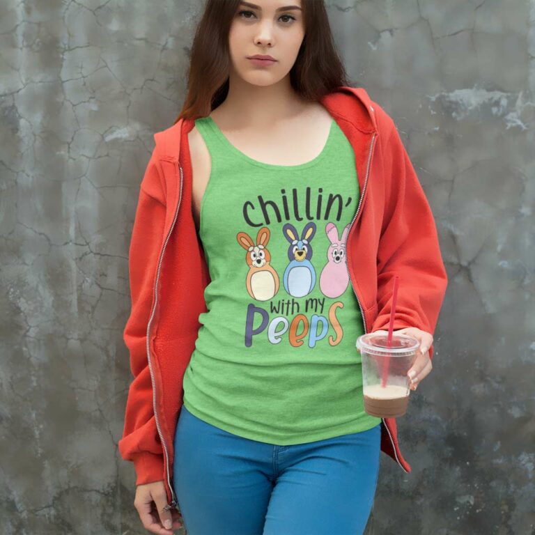 Chilli With My Peeps Bluey Tank Top Racerback Chilli With My Peeps Bluey Tank Top Racerback