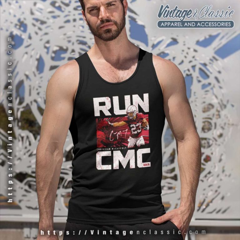 Christian McCaffrey 23 San Francisco 49ers Run CMC Tank Top Racerback Christian McCaffrey 23 San Francisco 49ers Run CMC Tank Top Racerback