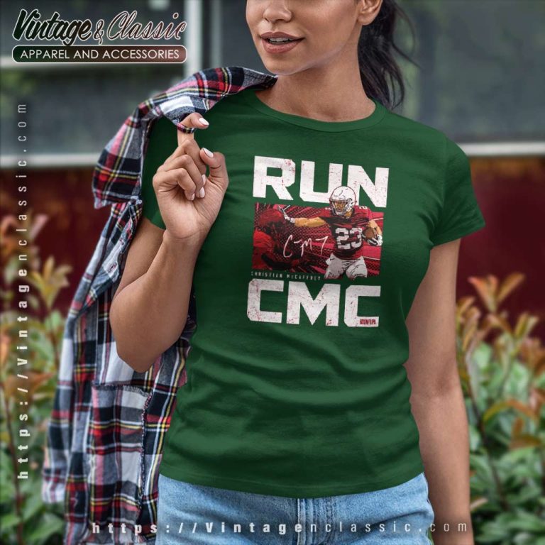 Christian McCaffrey 23 San Francisco 49ers Run CMC Women TShirt Christian McCaffrey 23 San Francisco 49ers Run CMC Women TShirt
