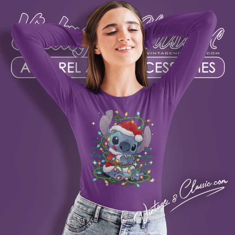 Christmas Lilo And Stitch Christmas Lights Long Sleeve Tee Christmas Lilo And Stitch Christmas Lights Long Sleeve Tee