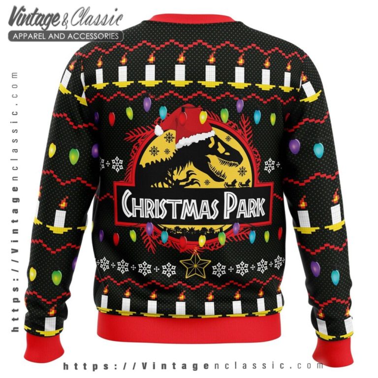 Christmas Park Jurassic Santa Ugly Christmas Sweater back Ugly Sweater Christmas Park Jurassic Santa Ugly Christmas Sweater back Ugly Sweater