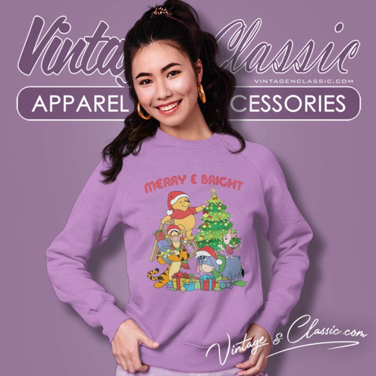 Christmas Pooh Shirt Merry And Bright Sweatshirt Christmas Pooh Shirt Merry And Bright Sweatshirt