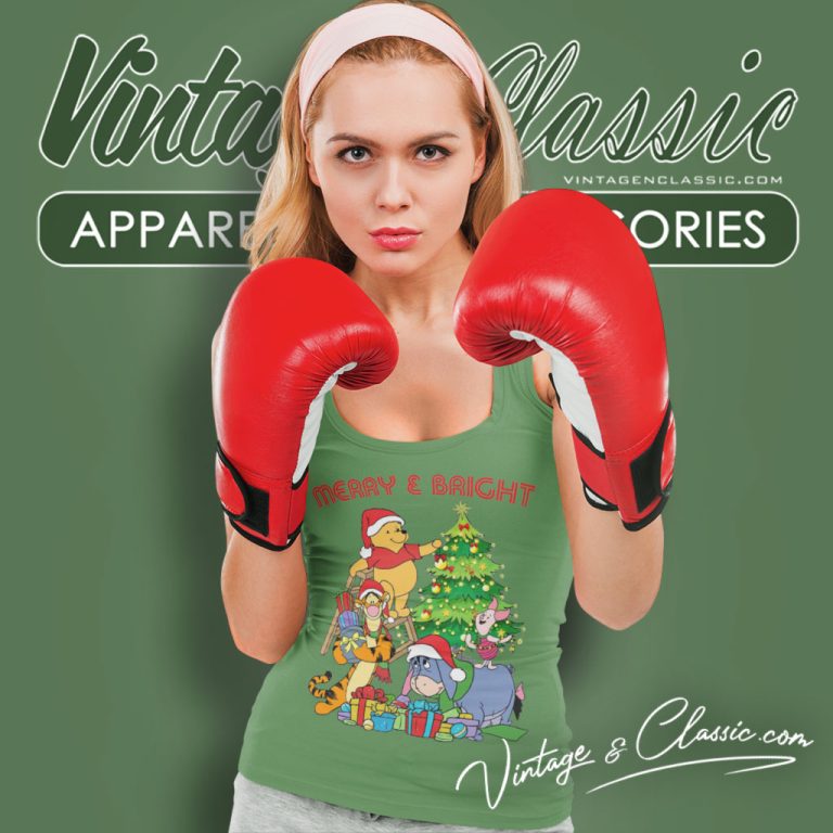 Christmas Pooh Shirt Merry And Bright Tank Top Racerback Christmas Pooh Shirt Merry And Bright Tank Top Racerback