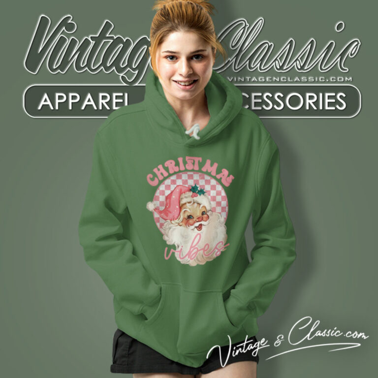 Christmas Vibes Shirt Pink Santa Claus Hoodie Christmas Vibes Shirt Pink Santa Claus Hoodie