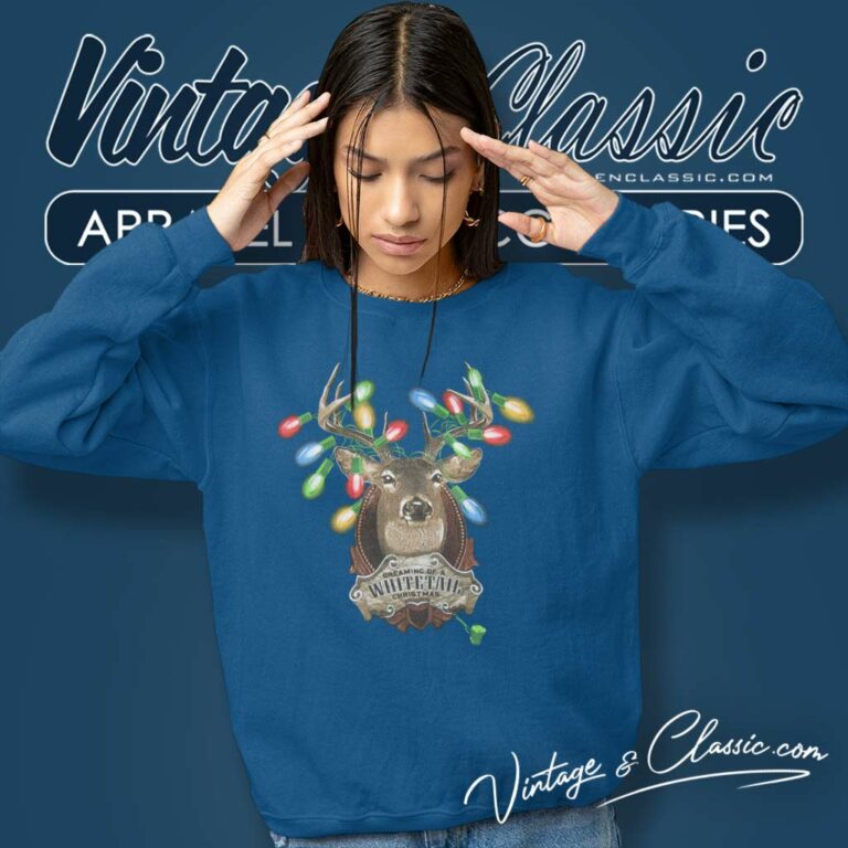 Christmas Whitetail Deer Buck With Lights In Antlers Sweatshirt 1 Christmas Whitetail Deer Buck With Lights In Antlers Sweatshirt 1