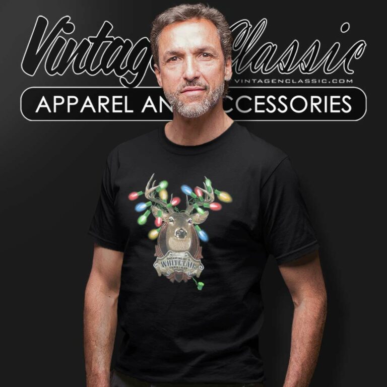 Christmas Whitetail Deer Buck With Lights In Antlers T Shirt 1 Christmas Whitetail Deer Buck With Lights In Antlers T Shirt 1