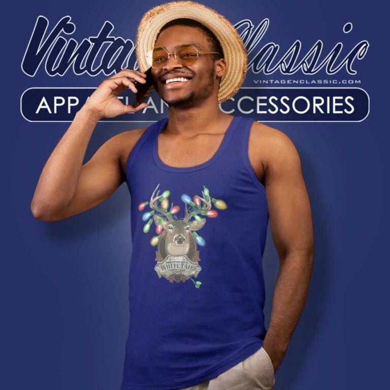 Christmas Whitetail Deer Buck With Lights In Antlers Tank Top Racerback 1 Christmas Whitetail Deer Buck With Lights In Antlers Tank Top Racerback 1