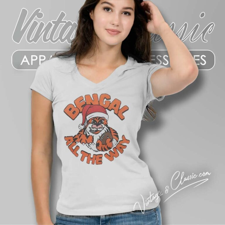 Cincinnati Bengals All The Way Christmas V Neck TShirt Cincinnati Bengals All The Way Christmas V Neck TShirt