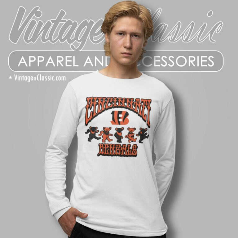 Cincinnati Bengals Grateful Dead Dancing Bears Long Sleeve Tee Cincinnati Bengals Grateful Dead Dancing Bears Long Sleeve Tee