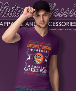 Cincinnati Bengals Grateful Dead Ugly Christmas V Neck TShirt