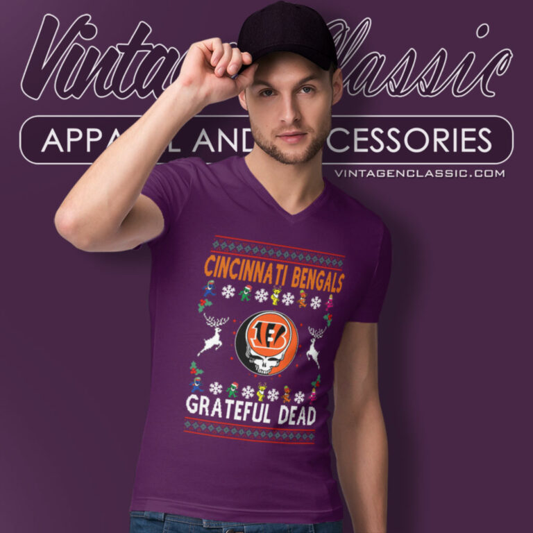 Cincinnati Bengals Grateful Dead Ugly Christmas V Neck TShirt Cincinnati Bengals Grateful Dead Ugly Christmas V Neck TShirt