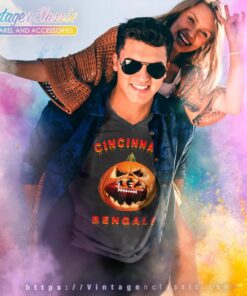 Cincinnati Bengals Halloween Pumpkin Shirt 5 Cincinnati Bengals Halloween Pumpkin V Neck TShirt