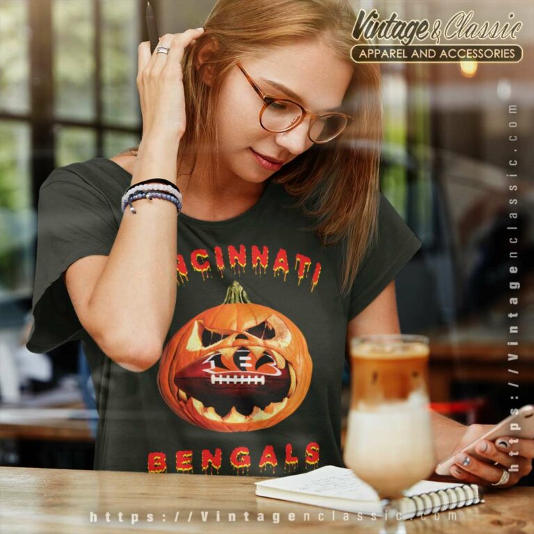 Cincinnati Bengals Halloween Pumpkin Women TShirt Cincinnati Bengals Halloween Pumpkin Women TShirt