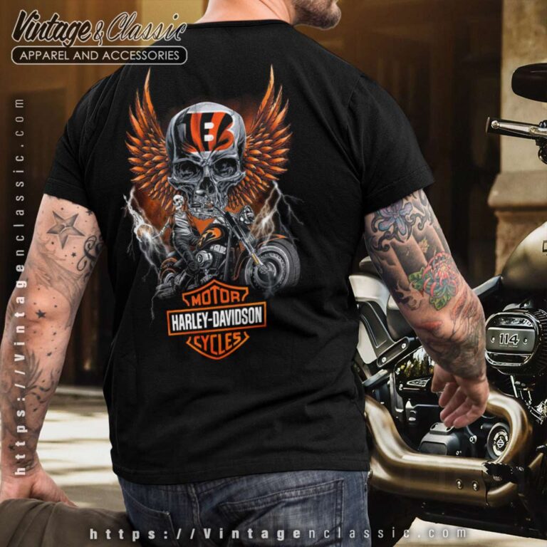 Cincinnati Bengals Harley Davidson Shirt T shirt Backside Cincinnati Bengals Harley Davidson Shirt T shirt Backside