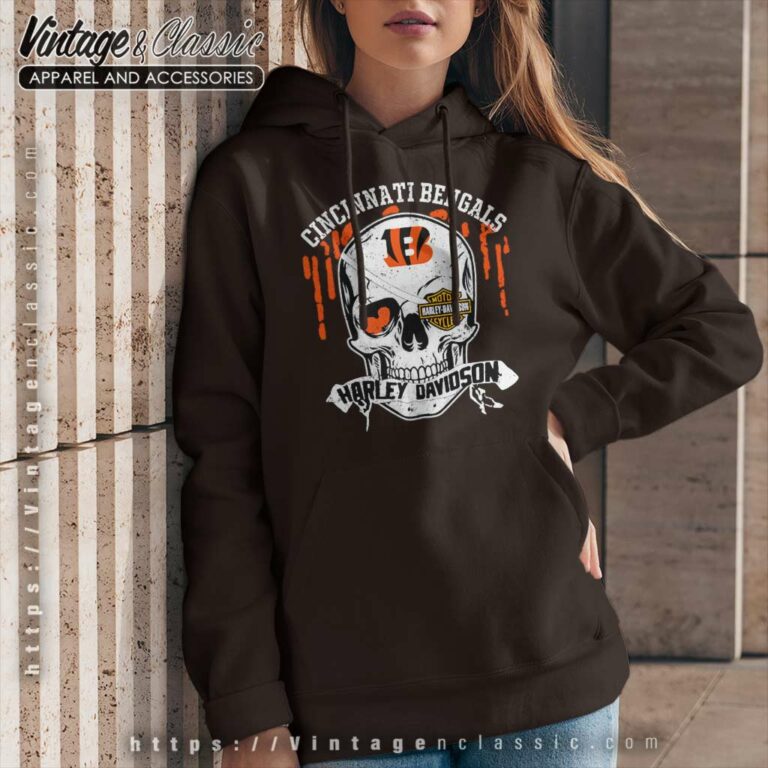 Cincinnati Bengals Harley Davidson Skull Hoodie Cincinnati Bengals Harley Davidson Skull Hoodie
