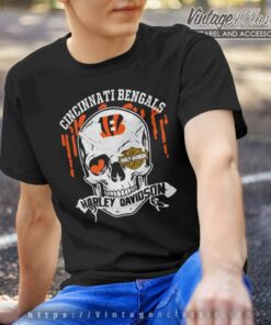 Cincinnati Bengals Harley Davidson Skull T Shirt