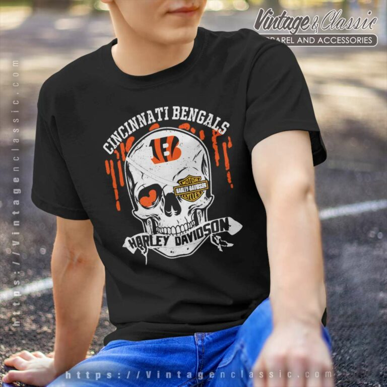Cincinnati Bengals Harley Davidson Skull T Shirt Cincinnati Bengals Harley Davidson Skull T Shirt