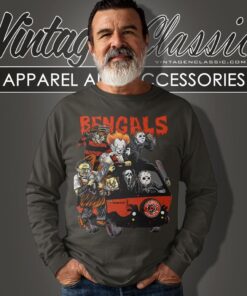 Cincinnati Bengals Horror Movies Characters Halloween Shirt Long Sleeve Tee