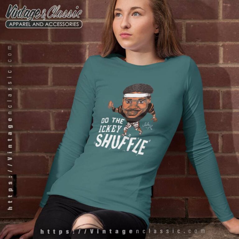 Cincinnati Bengals Ickey Woods Shuffle Homage Long Sleeve Tee Cincinnati Bengals Ickey Woods Shuffle Homage Long Sleeve Tee