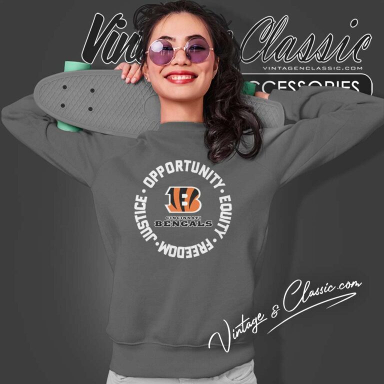 Cincinnati Bengals Justice Shirt Opportunity Equity Freedom Sweatshirt Cincinnati Bengals Justice Shirt Opportunity Equity Freedom Sweatshirt