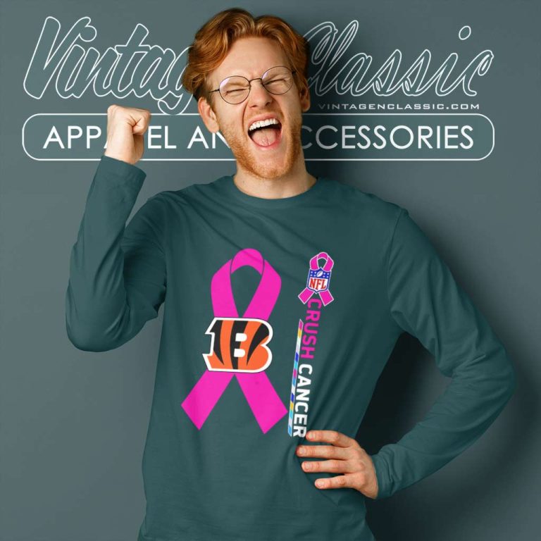 Cincinnati Bengals Nfl Crush Cancer 2023 Long Sleeve Tee Cincinnati Bengals Nfl Crush Cancer 2023 Long Sleeve Tee