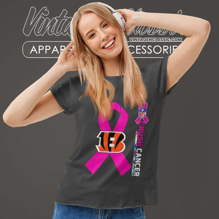 Cincinnati Bengals Nfl Crush Cancer 2023 Women TShirt Cincinnati Bengals Nfl Crush Cancer 2023 Women TShirt