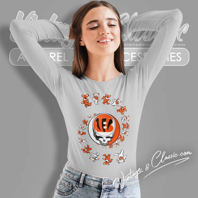 Cincinnati Bengals Nfl Grateful Dancing Bears Long Sleeve Tee Cincinnati Bengals Nfl Grateful Dancing Bears Long Sleeve Tee