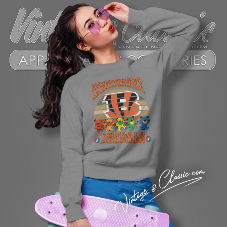 Cincinnati Bengals Nfl Grateful Dancing Bears Retro Sweatshirt Cincinnati Bengals Nfl Grateful Dancing Bears Retro Sweatshirt