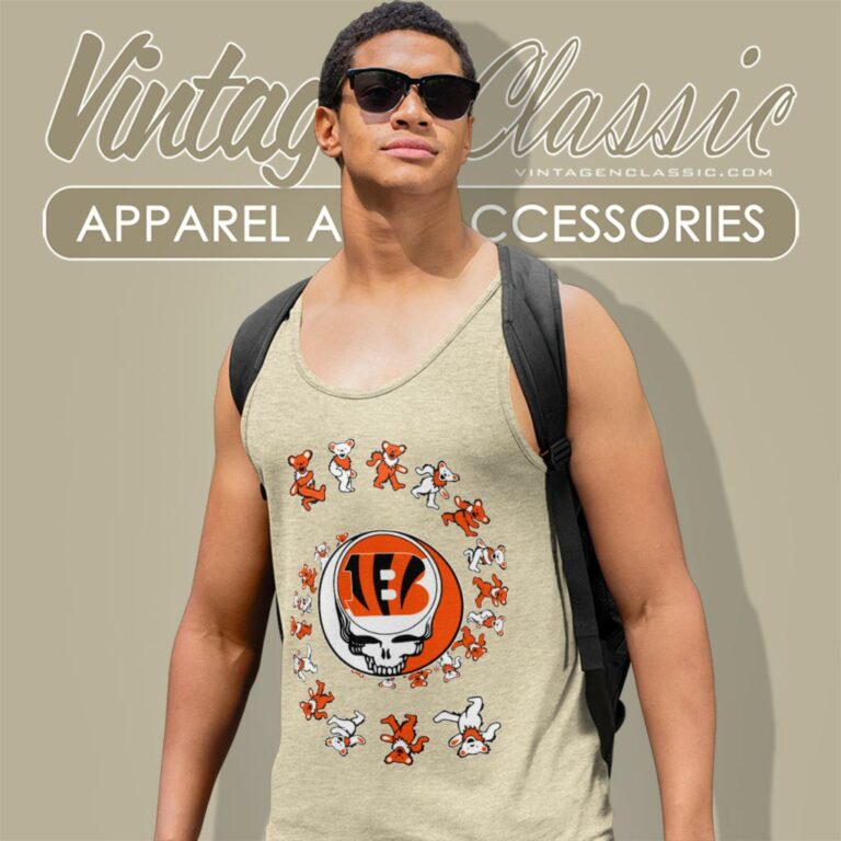 Cincinnati Bengals Nfl Grateful Dancing Bears Tank Top Racerback Cincinnati Bengals Nfl Grateful Dancing Bears Tank Top Racerback