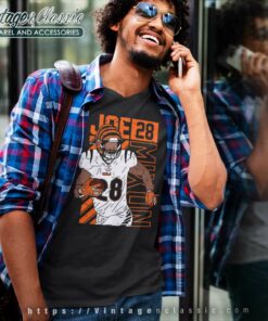 Cincinnati Bengals No 28 Joe Mixon V Neck TShirt