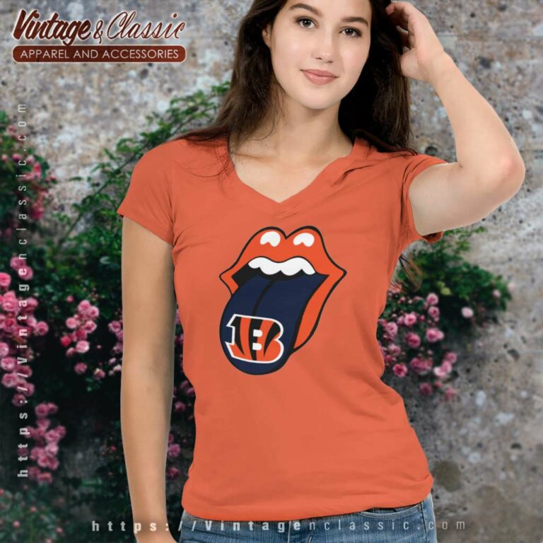 Cincinnati Bengals Rolling Stones V Neck TShirt Cincinnati Bengals Rolling Stones V Neck TShirt