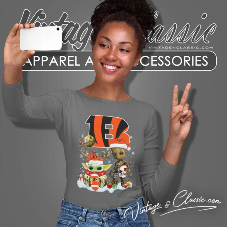 Cincinnati Bengals Shirt Baby Yoda And Groot Santa Christmas Long Sleeve Tee Cincinnati Bengals Shirt Baby Yoda And Groot Santa Christmas Long Sleeve Tee