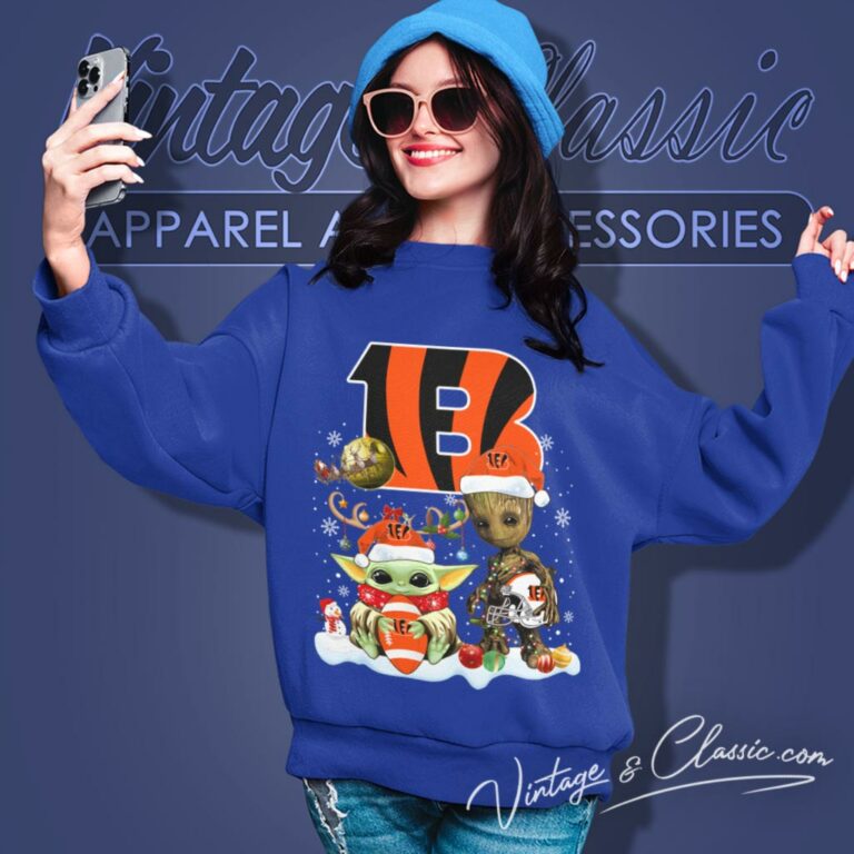 Cincinnati Bengals Shirt Baby Yoda And Groot Santa Christmas Sweatshirt Cincinnati Bengals Shirt Baby Yoda And Groot Santa Christmas Sweatshirt