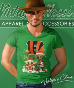 Cincinnati Bengals Shirt Baby Yoda And Groot Santa Christmas V Neck TShirt
