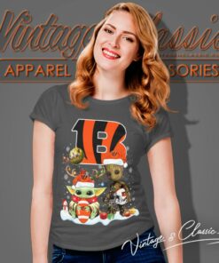 Cincinnati Bengals Shirt Baby Yoda And Groot Santa Christmas Women T Shirt