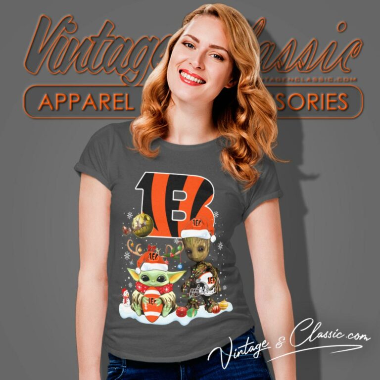 Cincinnati Bengals Shirt Baby Yoda And Groot Santa Christmas Women T Shirt Cincinnati Bengals Shirt Baby Yoda And Groot Santa Christmas Women T Shirt
