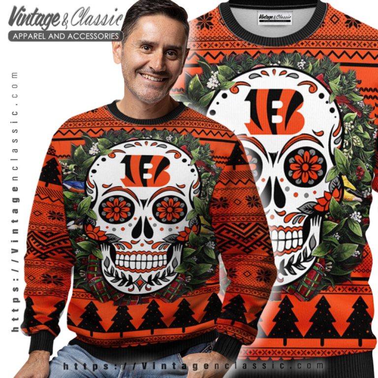 Cincinnati Bengals Skull Ugly Christmas Sweater Men Ugly Sweater Cincinnati Bengals Skull Ugly Christmas Sweater Men Ugly Sweater