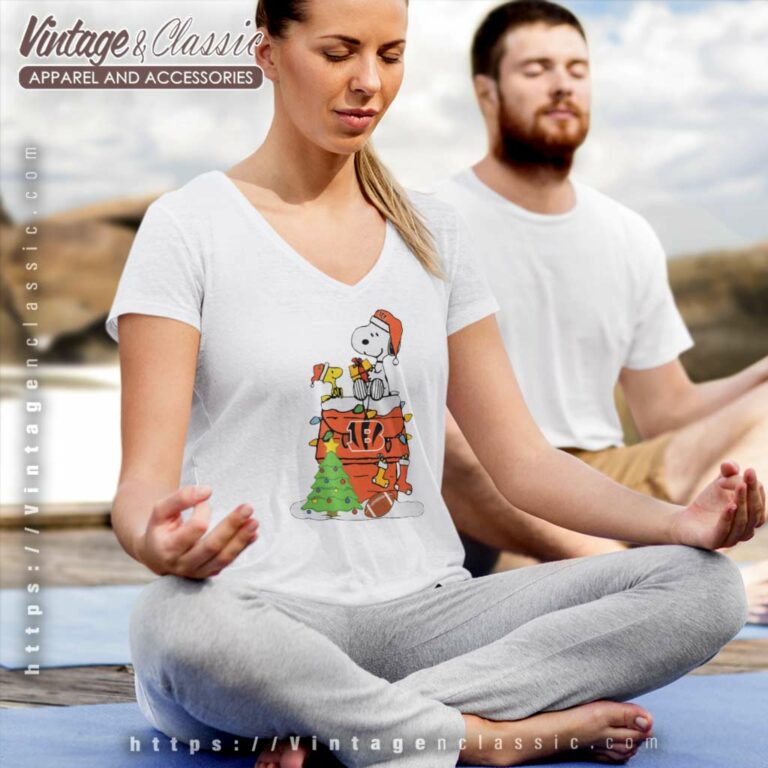 Cincinnati Bengals Snoopy Christmas V Neck TShirt Cincinnati Bengals Snoopy Christmas V Neck TShirt