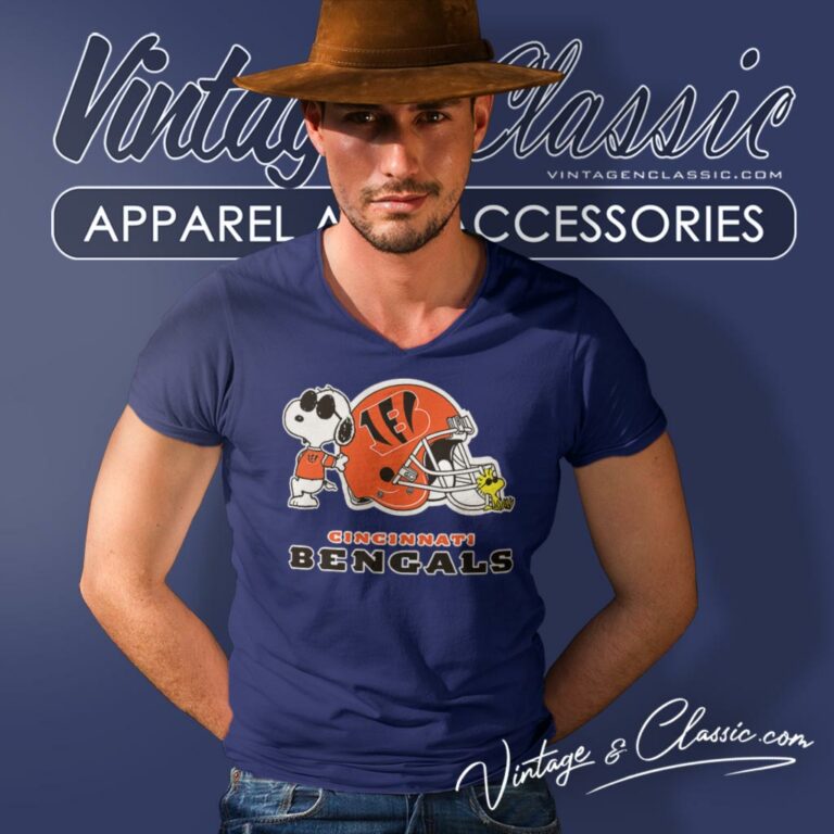 Cincinnati Bengals Snoopy Woodstock V Neck TShirt Cincinnati Bengals Snoopy Woodstock V Neck TShirt
