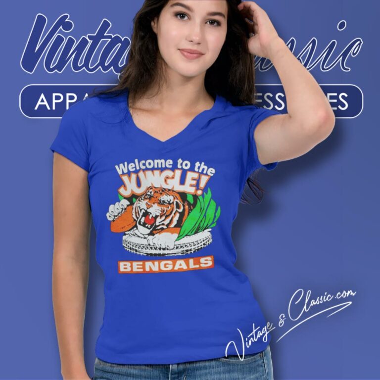 Cincinnati Bengals Welcome To The Jungle Tiger V Neck TShirt Cincinnati Bengals Welcome To The Jungle Tiger V Neck TShirt