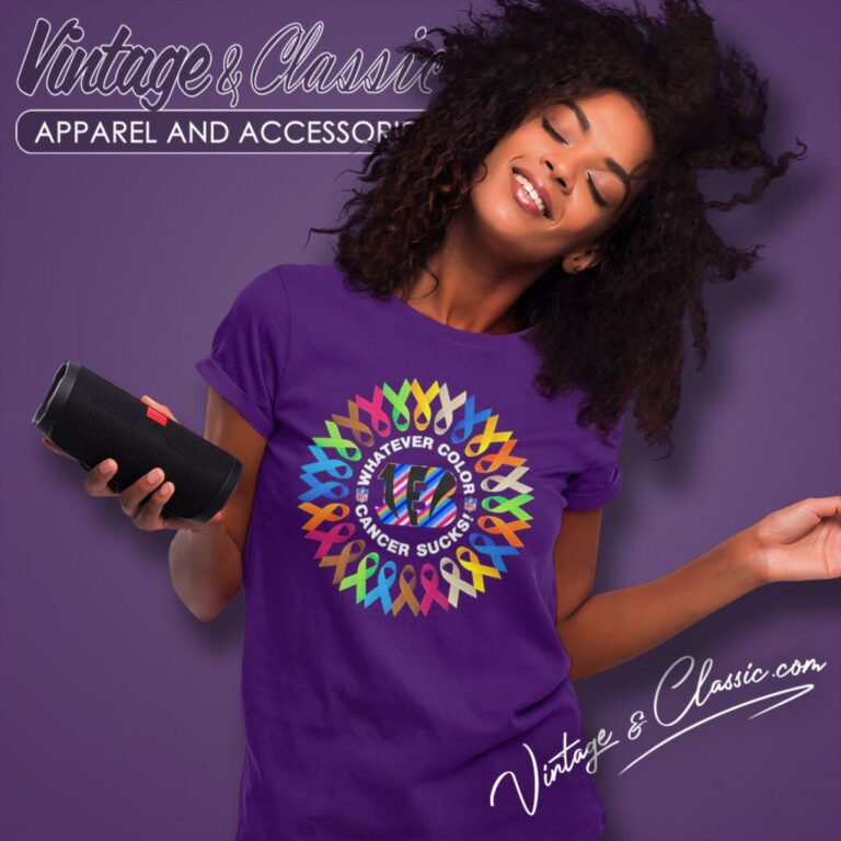 Cincinnati Bengals Whatever Color Cancer Sucks Women T Shirt Cincinnati Bengals Whatever Color Cancer Sucks Women T Shirt