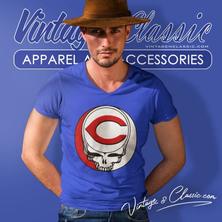 Cincinnati Reds Grateful Dead Steal Your Face V Neck TShirt Cincinnati Reds Grateful Dead Steal Your Face V Neck TShirt