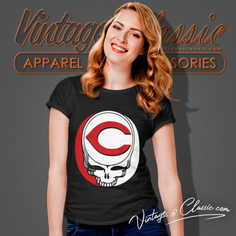 Cincinnati Reds Grateful Dead Steal Your Face Women T Shirt Cincinnati Reds Grateful Dead Steal Your Face Women T Shirt