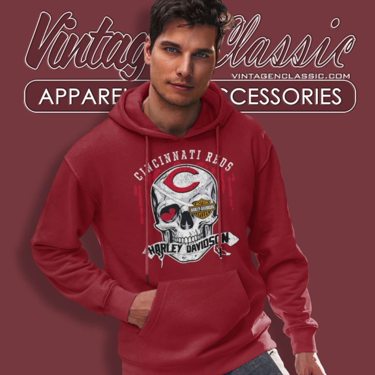 Cincinnati Reds Harley Davidson Skull Hoodie Cincinnati Reds Harley Davidson Skull Hoodie