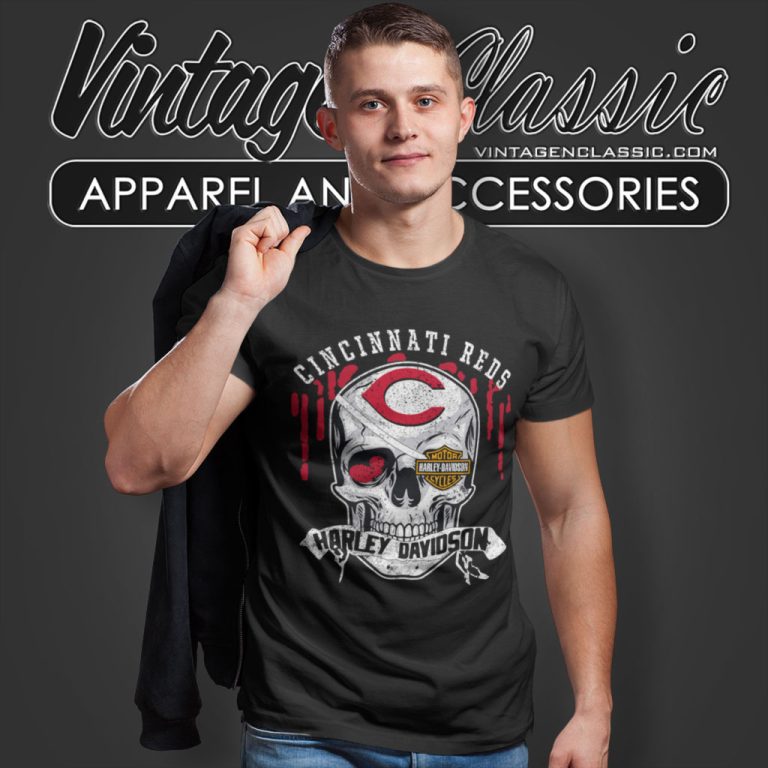 Cincinnati Reds Harley Davidson Skull T Shirt Cincinnati Reds Harley Davidson Skull T Shirt